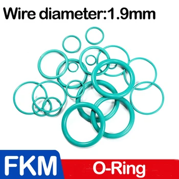 Зелена Дебелина пръстени за запечатване FKM Маслени уплътнения Горивната Миене, Уплътнителни пръстени От Фторкаучука OD * WD 1,9 мм