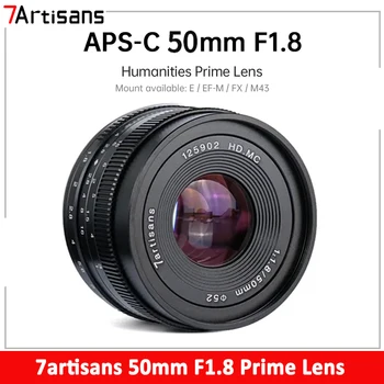 7artisans 50 мм F1.8 APS-C Портретен Обектив с голяма бленда Prime За Обективи Беззеркальных фотоапарати на Sony E Fuji X Canon EOS-M с монтиране M43