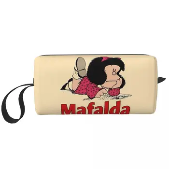Mafalda Quino Comics Humoriste Мультяшная Косметичка за Грим Голяма Косметичка за Мъже Жени Реколта Мультяшная Чанта За Тоалетни Принадлежности с чувство за Хумор Dopp Kit