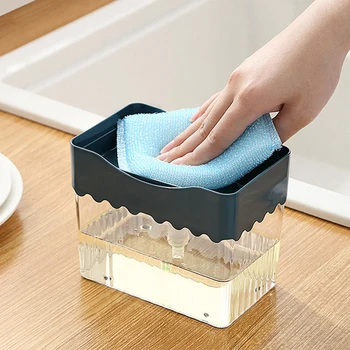 Кутия за кухненски четки за почистване и измиване на спермата Автоматично дозиране система течности Преса-Тип Автоматична Скоростна течността, Кърпа за почистване на Сапун за измиване на съдове