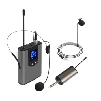Преносима безжична слушалка UHF / петличный микрофона на ревера с предавател и приемник Bodypack с пускането на 1/4 инча (A)