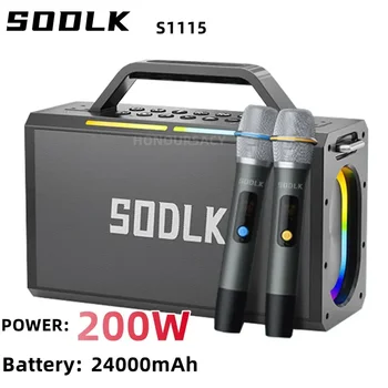 Мощен Субуфер SODLK с Мощност 200 W, Bluetooth-Високоговорител, Стерео система За Улични Танци, Звукова Система с Безжичен Микрофон Caixa De Som
