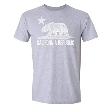 Тениска с изображение на щата Калифорния, ретро флаг с мечка, тениска West Side Cali