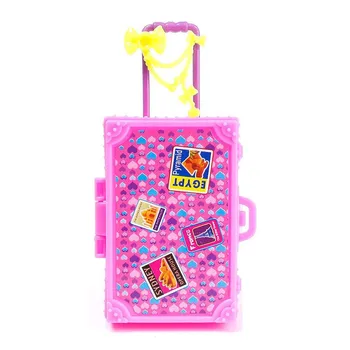Детска играчка пластмасов 3D сладък пътен куфар, багажник за куклена къща на Барби, подаръци, играчки, мебели за куклена къща