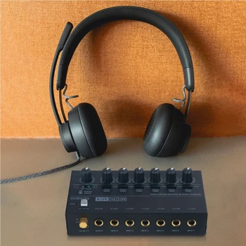 Обновен аудио миксер DX600 Ультракомпактный нисък шум 6-канален Линеен Моноаудиомикшер, подходящ за домашни студийни предавания