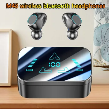 Безжични Слушалки М48 TWS Bluetooth Слушалките С Шумопотискане Hi-FI Звук от стерео слушалки Led Дисплей Спортни Слушалки С Микрофон