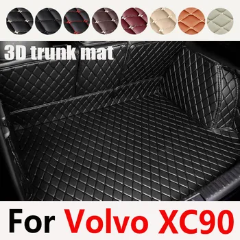 Обичай кожени подложки в багажника на автомобила Volvo XC90 2015-2021 Подложка за пода на задния багажник Тава Килим Кал