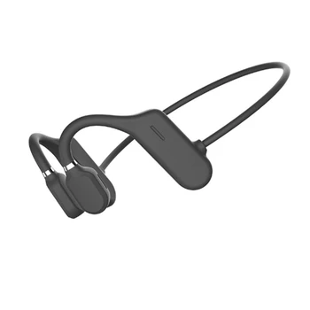 Слушалки с костна проводимост, Безжични слушалки Bluetooth 5.0 TWS, Водоустойчив лека спортна слушалки с микрофон, черен