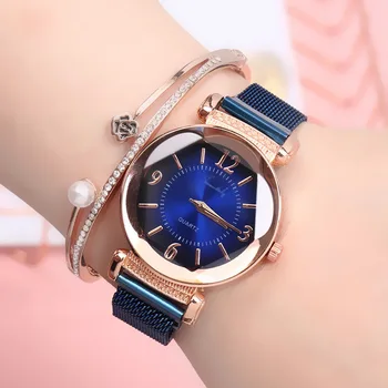 Дамски часовник, модни Диви Нови часовници С магнитна тока, Луксозни Модни дамски кварцов часовник с геометрична Римски цифри Reloj Mujer