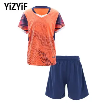 Комплект детски спортни облекла За момчета, дишаща спортна фланелка с къс ръкав + шорти, Модерен футбол баскетбол тренировъчен костюм.