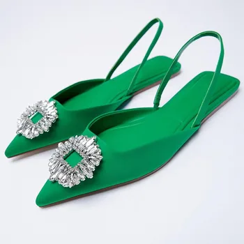 Нови летни дамски сандали с остри пръсти, дамски ежедневни улични джапанки, метални обувки на висок ток с обувки за дами