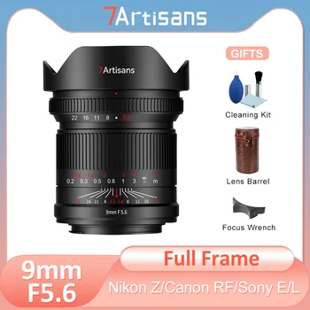7Artisans 7 artisans 9mm F5.6 Полнокадровый Сверхширокоугольный Обектив Prime за Беззеркальной Фотоапарат Sony E Canon RF Nikon Z Leica L