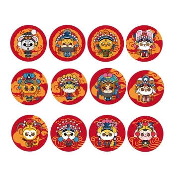 Етикети с 12 китайски знаци на зодиака, стикер с животни, стикер за приучения към гърне