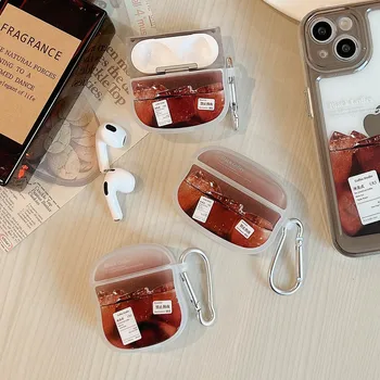 Матов калъф за слушалки Ice Coffee за Apple AirPods 1 2 Pro 3 Label с тясна талия, мека силиконова капачка за слушалки, Bluetooth