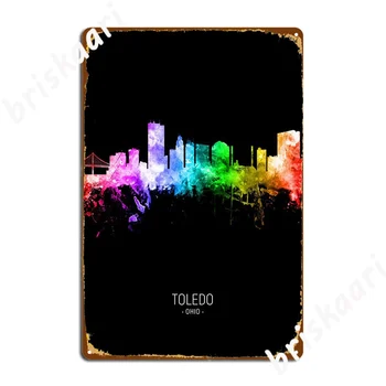 Метална табела Toledo Ohio Skyline, стенни картини, домашно класически декор на стените, лидице табела, плакат