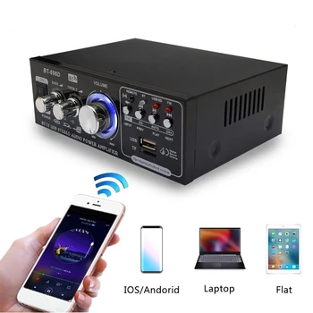 12V 110-220 В 2-канален стереоусилитель Hi-Fi, Bluetooth FM радио Авто Домашен Аудиоусилитель Amplificador С дистанционно управление