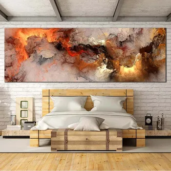 Абстрактен пейзаж, Огнен облак, платно, постери и щампи, стенни художествени картини Cuadros, Начало декор за хола, без рамка