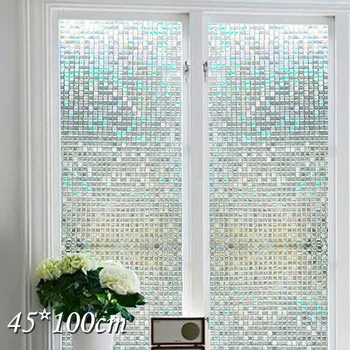3D прозорци филм Декоративна фолио за защита от uv, Неклеящаяся Статична стикер за стъкло за дома, кухни, офис