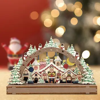 Дървена Коледна декорация за партита Очарователно десктоп Коледно дърво за украса без чеп, лесна инсталация на собствените си ръце за празника