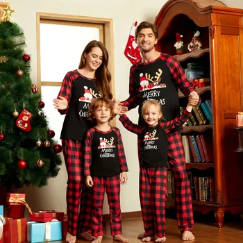 Коледен семеен пижамный комплект 2023, за майки, татковци, деца с принтом Лосове, Дрехи от 2 теми, детски гащеризон, Мека пижама в семеен стил, Коледен подарък