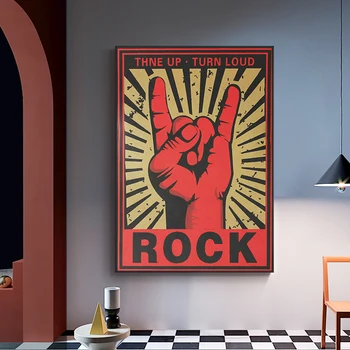 Модерен рок-жест, печат върху платно, декорация на заведението, плакат и стенни художествена картина за декорация на спалнята, живопис върху платно
