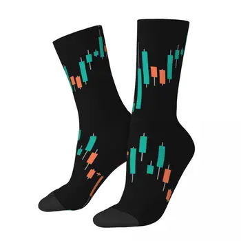 Мъжки чорапи на Фондовия пазар Свещници Класически Ретро Биткоин Криптовалюта Арт Хип-хоп, безшевни экипажный чорап Подарък фигура с принтом