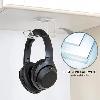Компактно монтиране на стена за слушалки с трайно акрилно титуляра, закачалка за слушалки, кука за игрални слушалки