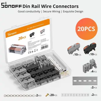 SONOFF клеммные подложки за конектори кабели на Din-шина SONOFF комплект се предлага с 20pcs клеммными колодками 12AWG 32A