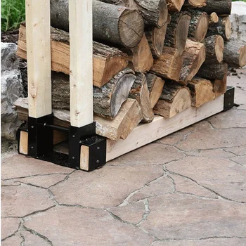 Комплект скоби за поставка за дърва за огрев - регулира за всяка дължина - Затворен дизайн - 2 броя скоби са Лесни за използване