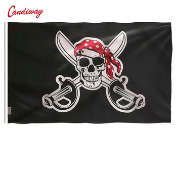 90x150 см Огромен Череп червен шал jolly Roger Пиратски Флагове С Люверсами Украса бандейра череп кости пиратски флаг NN119