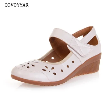 COVOYYAR/ Дамски обувки от Изкуствена Кожа; сезон: Пролет-лято; Обувките Мери Джейн С изрезки; Дамски обувки-лодка На танкетке и Високи токчета; Танцови обувки WHH350