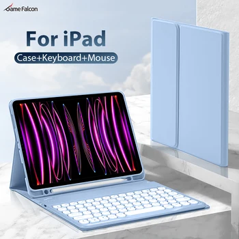 Калъф-клавиатура За Ipad Pro 12.9 11 6th Air 5 4 Funda За Ipad Mini 6 9 10 Поколение 10.9 10.2 Калъф Bluetooth Безжична Мишка