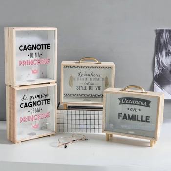 Ретро Спестовна кутия Начало Декор Дневна Спалня Тенис на Дървена Кутия за съхранение на Дреболии Подарък за Децата На Рожден Ден Украси Занаяти