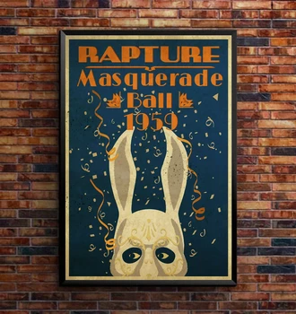 Bioshock Rapture Бал-маскарад 1959 маска на зайче Игра плакат, картина върху платно, стенни картини за дома, украса (без рамка)
