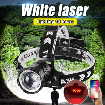 Най-новата супер ярка бяла лазерна светлина Tpye-c USB Акумулаторна налобная на прожекторите с увеличение, мощен налобный фенер, мощна работна лампа на открито
