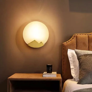 Модерна индивидуалност мрамор, с монтиран на стената лампа за дневна в скандинавски стил, нощна лампа за спални, с монтиран на стената лампа интериорен Дизайнер е изцяло меден, с монтиран на стената лампа