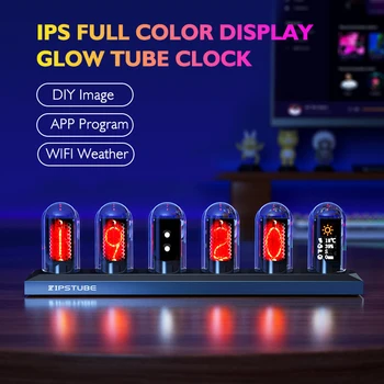 RGB Светлинен часовник аналогов Nixie tube IPS color screendesktop забавен подарък за споделяне на снимки запазване на текст и взаимодействие