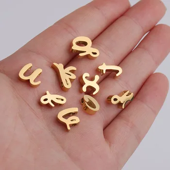 1БР Огледално полиран Неръждаема стомана A-Z Дупка 1,8 мм Начална буква от азбуката, Окачване на Златния цвят, Окачване за обеци за мъже и жени