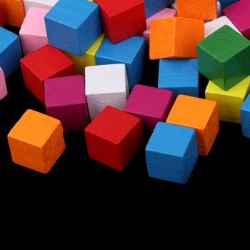 50шт цветни дървени кубчета Квадратни блокове, за да работи със собствените си ръце