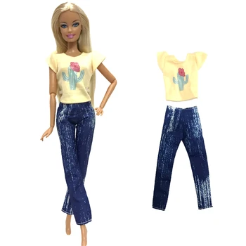 Облекло за кукли NK 1/6 Модерно облекло Модерен жълта риза + панталон за кукли Барби Аксесоари, Детски играчки, Подарък за момичета
