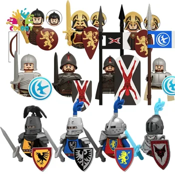 Новите детски играчки Рицарите на средна възраст Строителни блокове Crow Knight Infantrys Мини фигурки на героите за момчета Коледни Подаръци