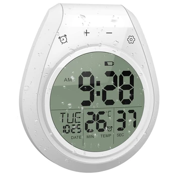 Водоустойчив цифров часовник за душата, Часовници с таймер в банята, Дигитални стенни часовници в кухнята, LCD дисплей, формат 12/24 часа