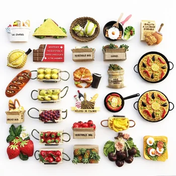 Представени плодове, храна, декоративни изделия и боядисани, магнити за хладилник в целия свят