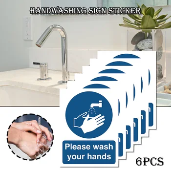 Указателни табели за тоалетни, сочещи към измиване на ръцете, етикети с напомняния за хигиената, плаки 