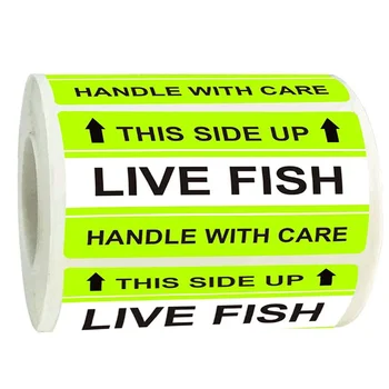 250 броя на живите рибки, етикет на обратната страна нагоре със стрелки, флуоресцентни крехки стикери за доставка в кутии за домашни любимци. Доставка и опаковка