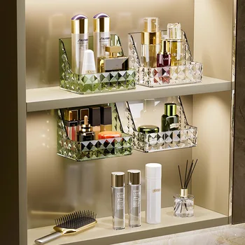 Луксозни Стелажи за съхранение на козметика в Тоалетната Прозрачни Стенни Държачи за съхранение в Банята Стелажи за шампоан, за душ Рафтове Органайзер