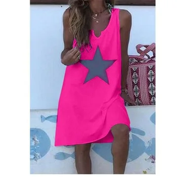 Лятна рокля със звездите Сарафан Жилетка Дамски плажни рокли без ръкави, по-големи размери