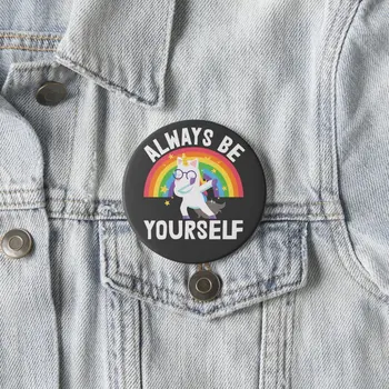 Винаги бъди себе си Гордостта на ЛГБТК Rainbow Unicorn Софт бутон на Жени за любителите на дрехи Cartoony подарък на Жени в ревера Модни Брошка Сладък декор