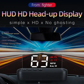 Автомобилна Система за Предупреждение За Превишаване на скоростта HUD Проектор на Главния дисплей на Предното Стъкло Автоматична Електронна Аларма Напрежение RPM C100-HUD II OBD2 EUOBD