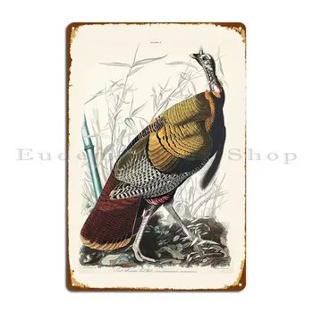 Дива пуйка Или голям Американски петел от Birds Of America 1827 Метални табели за сигнализация, Индивидуална украса на пъба, Калай плакат